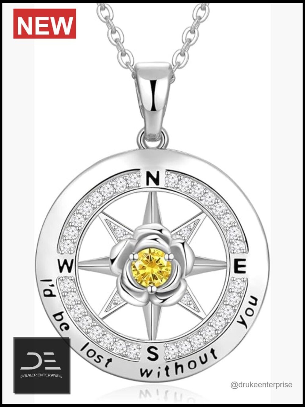 925 Sterling Silver Pendant Necklace with Cubic Zirconia for Women